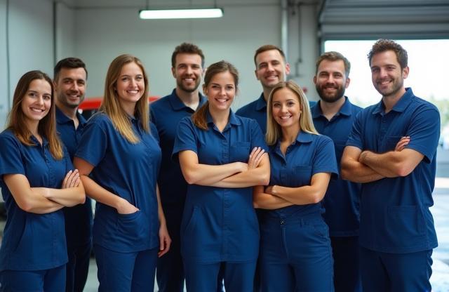 Smiling team members of Shine Master Car Wash standing together
