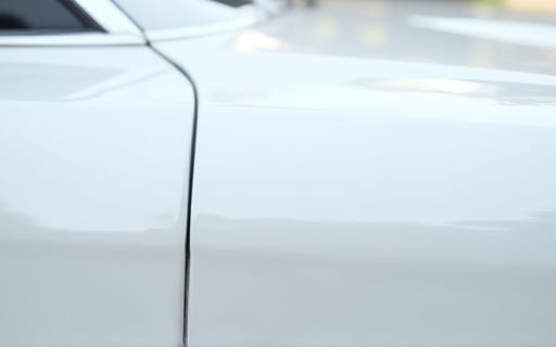 Reflective white car after professional wash