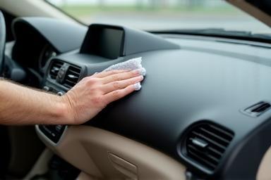 Detailed cleaning of a car's dashboard