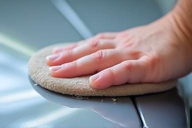 Hand polishing a car's hood for extra shine